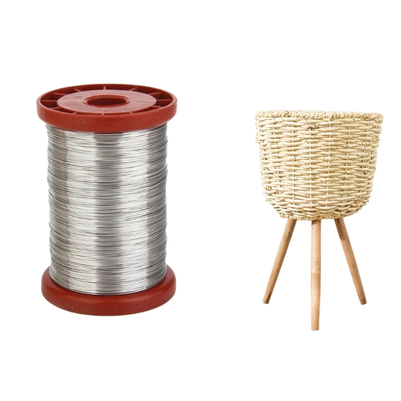 

1 Roll 0.5Mm 500G Stainless Steel Wire For Beekeeping Beehive Frames Tool With Bamboo Storage Baskets