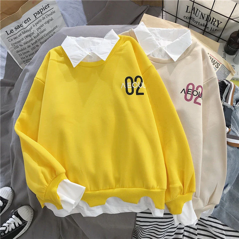 

Autumn Patchwork Hoodie Women Sweatshirt Ulzzang Harajuku Autumn School Sweatshirt Hip Hop Loose Hoodie Streetwear Girl