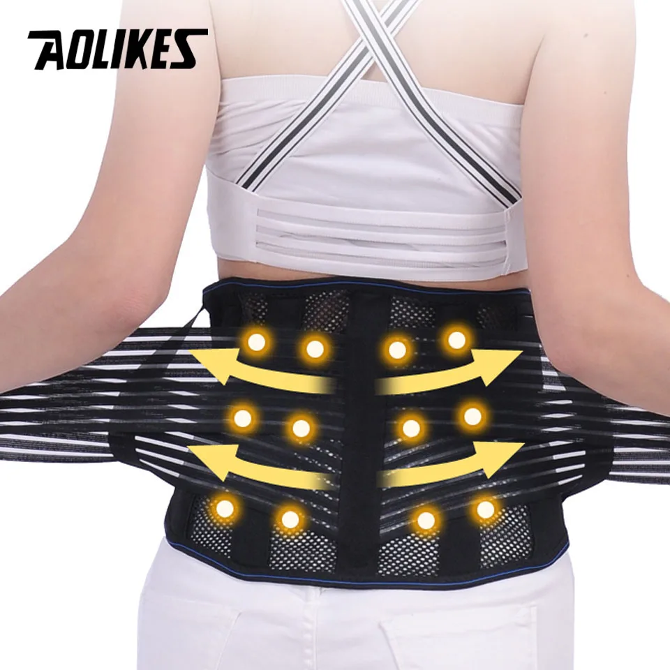 

AOLIKES Self-heating Tourmaline Magnetic 9pcs Steel Bone Lumbar Support Belt Waist Spine Back Brace Posture Corrector Belt