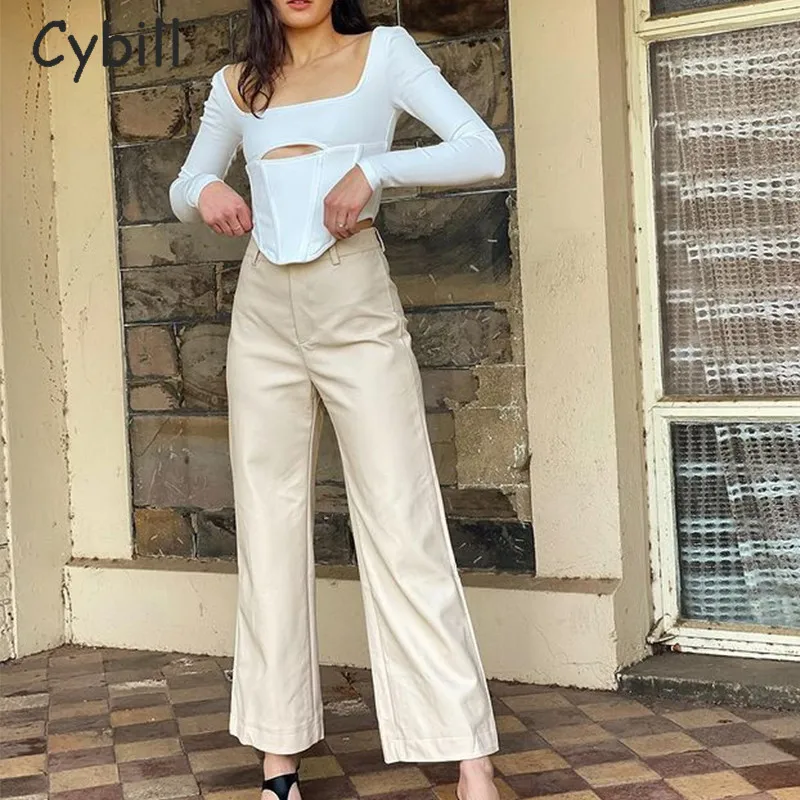 

Cybill Ribber Knitted Hollow Out Top Women Sqaure Collar Casual Long Sleeve T Shirt Skinny Autumn Winter Slim Tee Corse Clothing