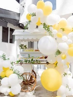 diy yellow and white balloon garland arch kit for 1st birthday sunshine lemon honeybee popcorn baby shower bridal shower decor