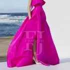 Юбка Женская атласная на молнии, элегантная вечерние няя Макси-юбка цвета фуксии с карманами, юбки с разрезом на заказ