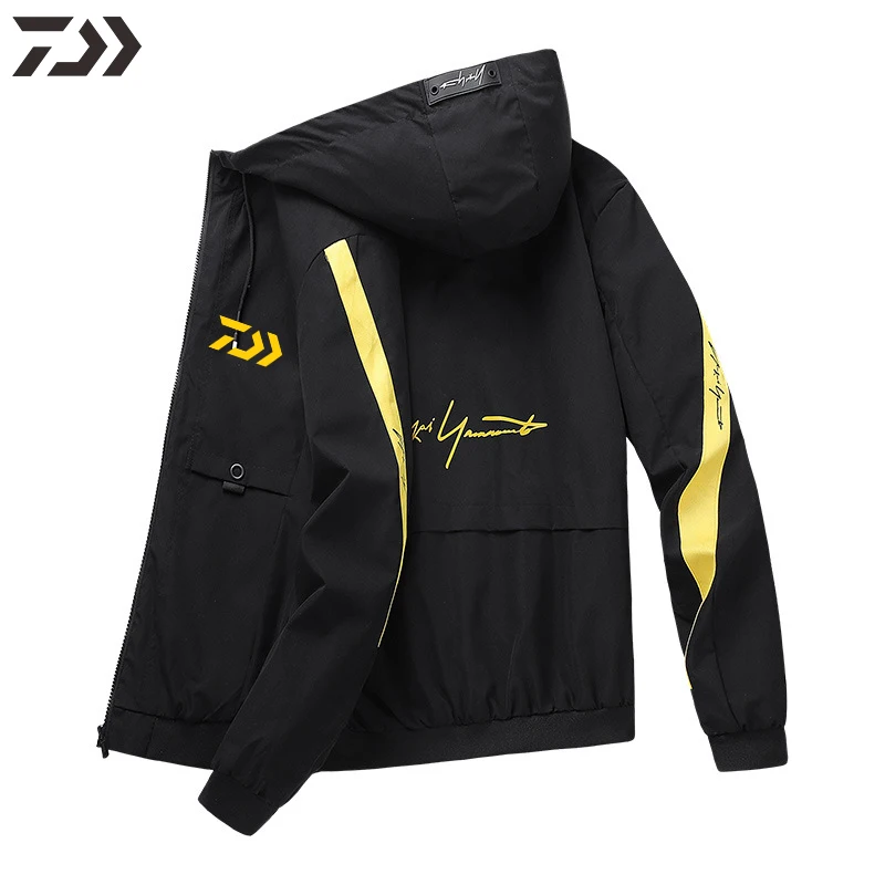 

New Daiwa Spring Hoodie Zipper Fishing Jacket Thin Windproof Patchwork Fishing Clothes Breathable Quick Dry Outer Wear