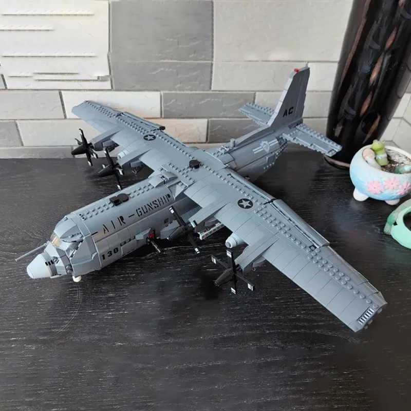 Высокотехнологичный конструктор MOC 06023 AC130 боевой авиаармейский армейский боец