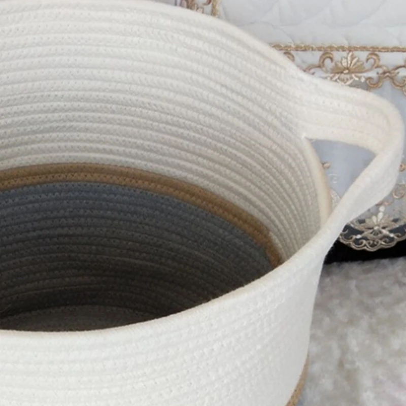 

HOT-Cotton Rope Storage Basket Dirty Clothes Hamper Laundry Basket Cotton Rope Woven Storage Basket Foldable Storage Bag