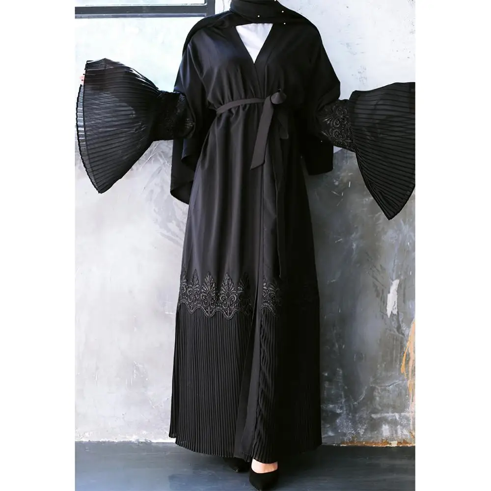 Открытый передний abaya Дубай длинный кардиган Женские мусульманские Длинные