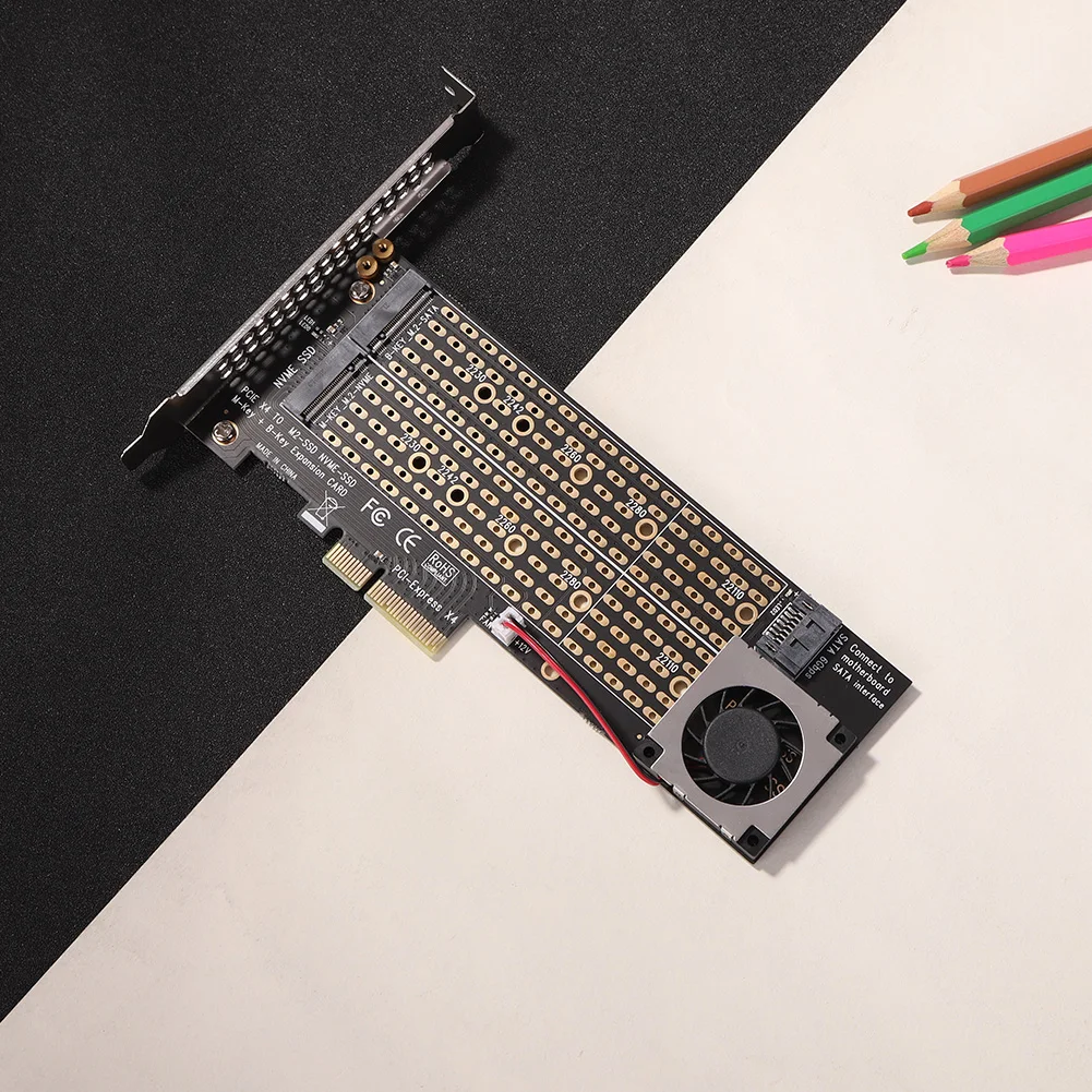 Адаптер SATA для конвертера охлаждающий вентилятор Φ M.2 NVME SSD в PCI-E 3 0 4X плата