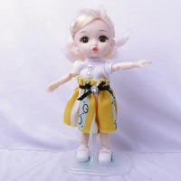 bjd doll with yellow dress 13 movable joints doll 6 inch makeup cute brown blue eyeball dolls with fashion dress for girls toy