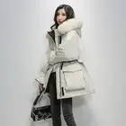Женское хлопковое пальто, свободное утепленное пальто средней длины с шерстяным воротником, Корейская версия, новинка 2021