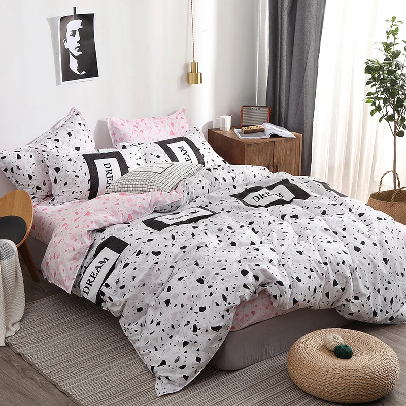 4 шт. Бесплатная доставка серо розовый фрагмент печать постельное белье набор 2019