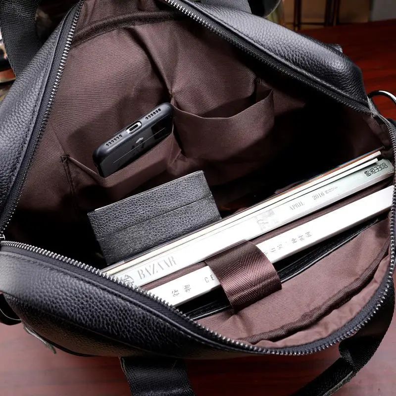 2020 New Business Men's Briefcase Genuine Leather Shoulder Messenger Bag 14&15.6 inch Laptop Bags Document Bag Handbag Men Bag