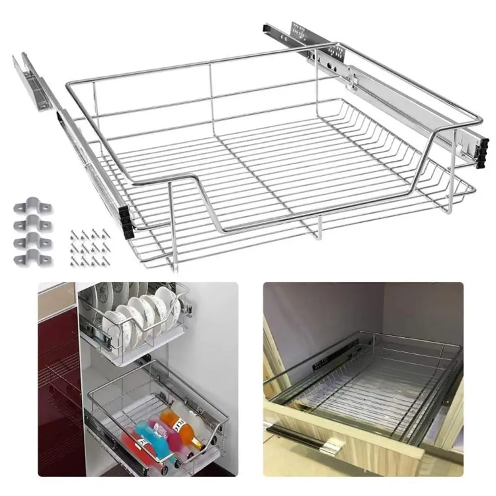 

Telescopic Kitchen Storage Drawer Rack For Kitchen Cabinet Pull Basket Dish Cupboard Storage Racks Home Dish Dryer HWC
