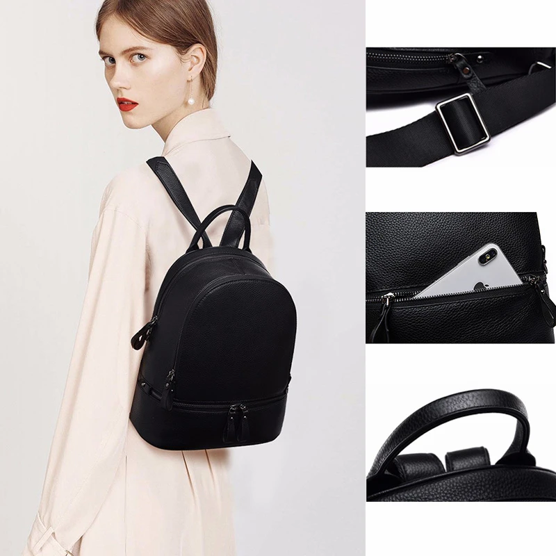 Дизайнерский брендовый роскошный женский рюкзак черный маленький с заклепками