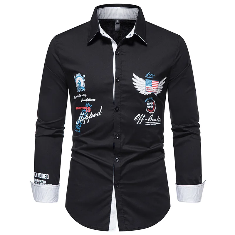 

Fashion Print Western Cowboy Shirt Men 2022 Brand Slim Fit Long Sleeve Mens Dress Shirts Streetwear Casual Social Chemise Homme
