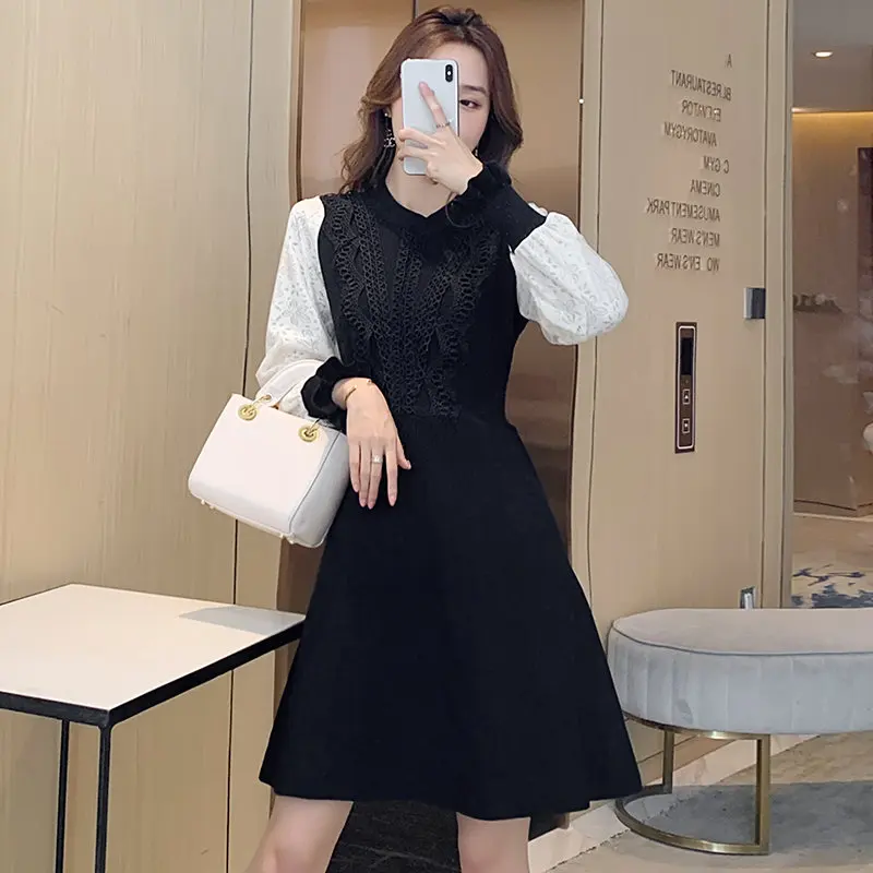

Casual Women Spring Summer Dresses Fashionable Elegant V-Neck High Waist Vintage Korean Style Lady Office Lady Mini Dress