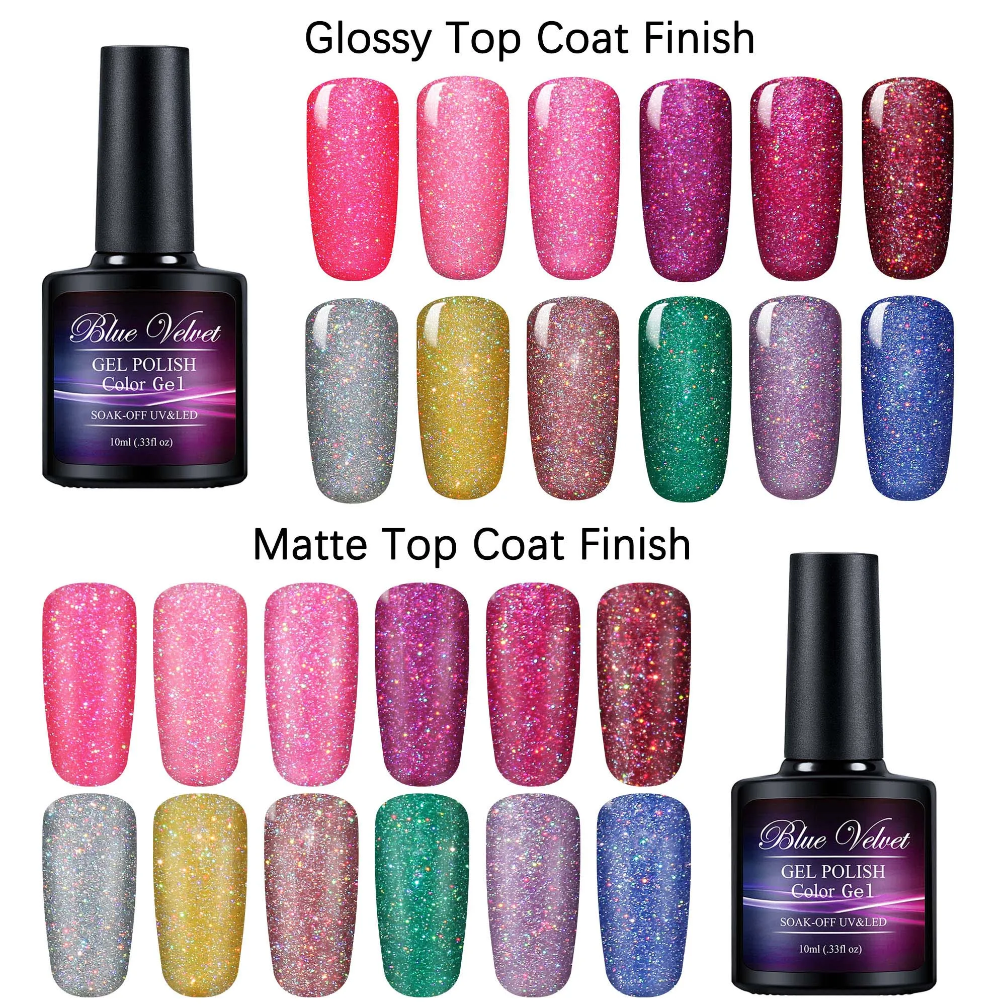 

Blue Velvet 10ml Neon Gel Nail Polish Soak Off Colorful Rainbow Dust Lacquer Colors Long-Lasting Gel Nail Varnish For Nail Art