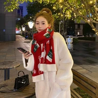 green christmas snowman fawn snood children long style female red student childrens winter scarf warm bib thickened gift giving