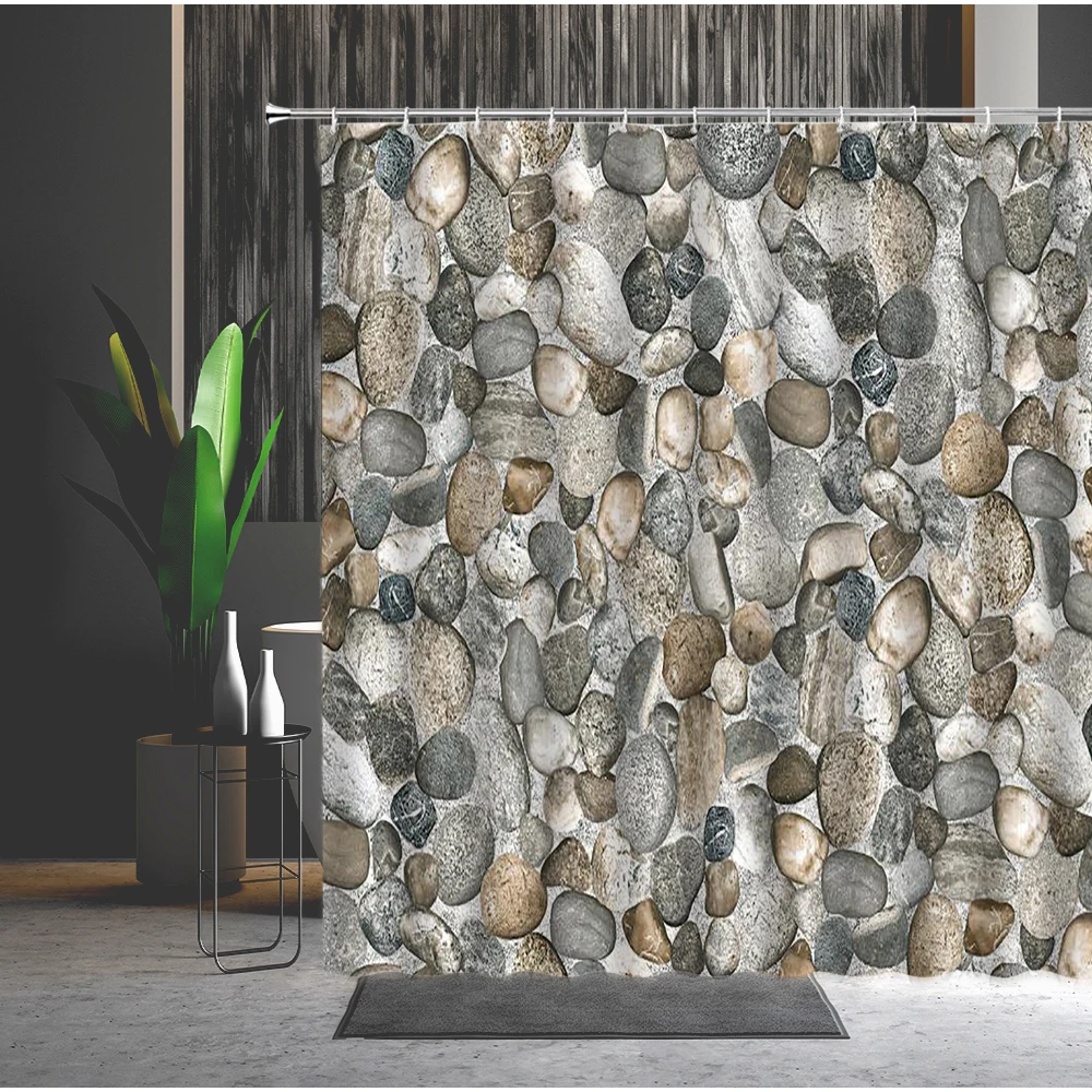 Ретро-занавеска для душа каменная кирпичная стена булыжник 3D печать экран ванной