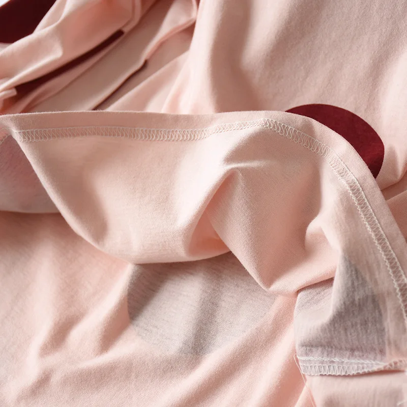 

KISBINI Summer Spring Women Homewear Pure Cotton Dot Printed Pajamas Set O-Neck Three Quarter Sleeve Female Sleepwear Pyjamas