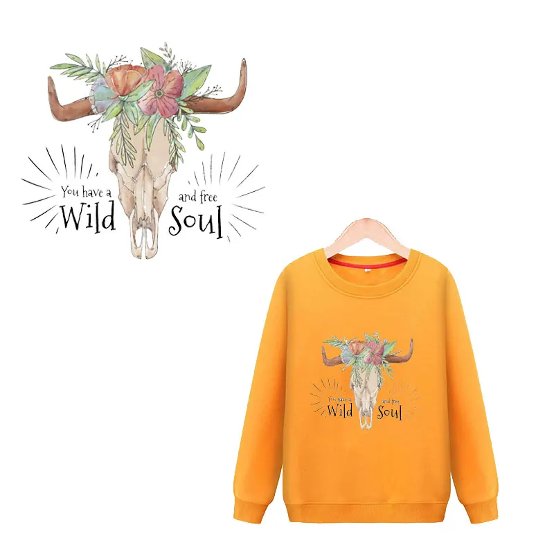 

Термоклейкие нашивки с надписью для одежды, «сделай сам», футболка, теплопередающая виниловая моющаяся Милая голова быка, наклейки на одежду, виниловые аппликации