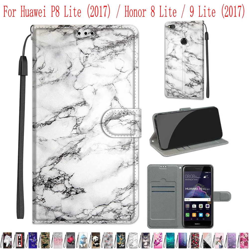 

Sunjolly чехол для Huawei P8 Lite2017 Honor 8 Lite 9 Lite2017 бумажник с подставкой флип-чехол для телефона из искусственной кожи чехол Обложка Чехол