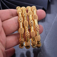 4pcs gold bangles nigeriafricadubaiethiopian jewelry gold color bangles for women girl wedding bangles birthday gifts