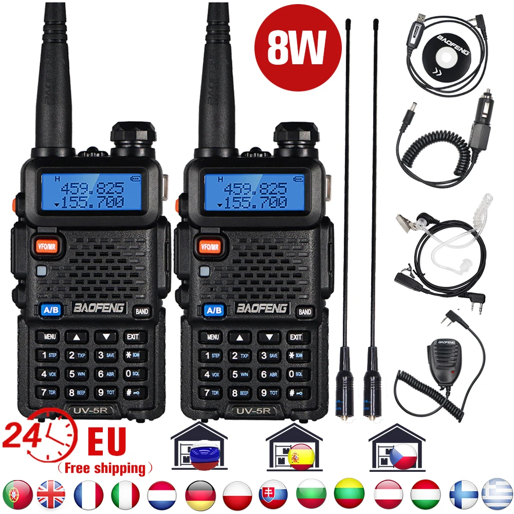 Рация Baofeng UV 5R 8 Вт 2 шт. портативная Любительская CB радиостанция 10 км
