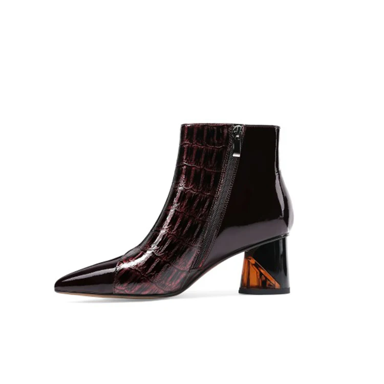 Женские ботильоны из коровьей кожи с острым носком на высоком каблуке|Женские