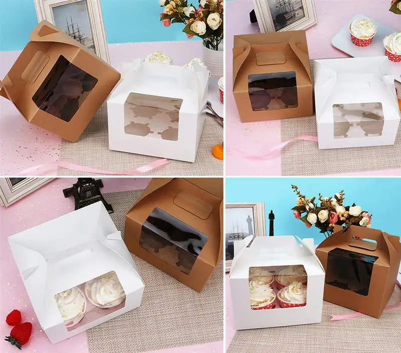 9 шт. коробка для кексов маффинов упаковка пирожных белая крафт бумага нижний