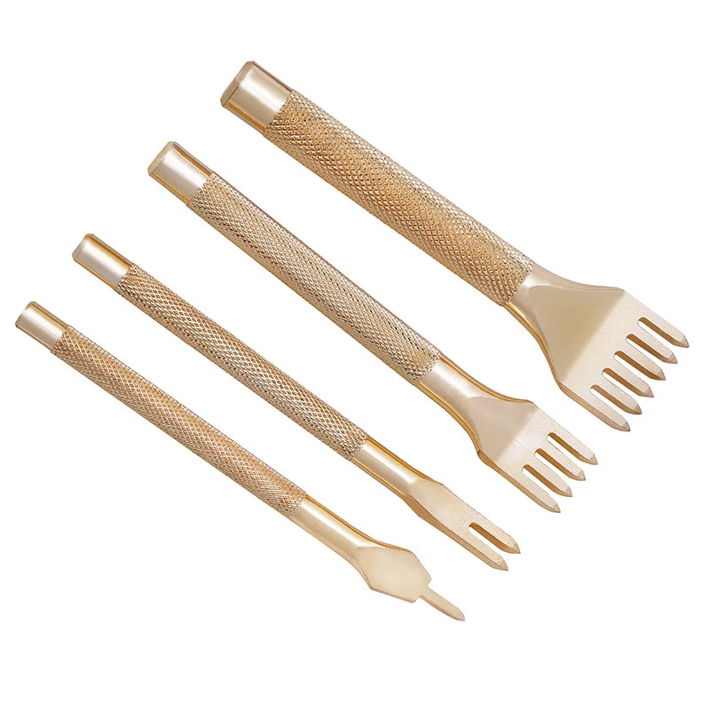 1Pcs 3mm 4mm 1/2/4/6 Gold Color Prong Inch Chisel Leather Craft Tools Hole Punch Lacing Stitching Perforate Puncher | Дом и сад