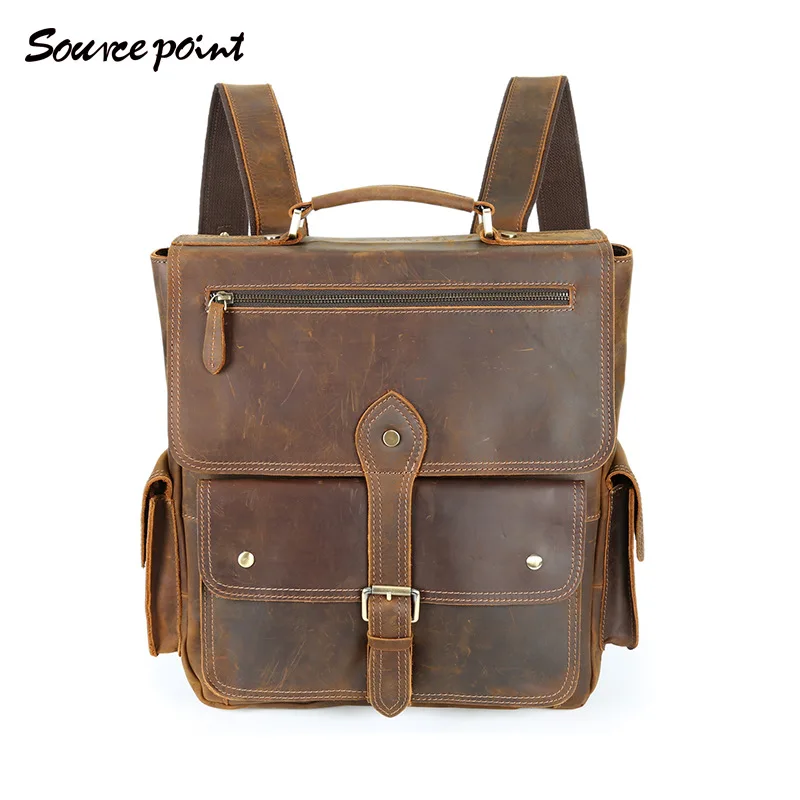 

Yuandian crazy horse skin double shoulder bag leather shoulder bag for men