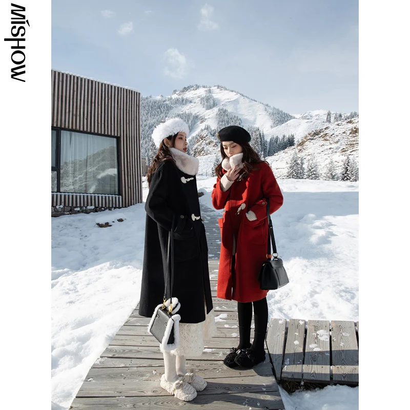 : Для 2020 Зимняя шерстяная одежда пальто для женщин Повседневная однотонная с