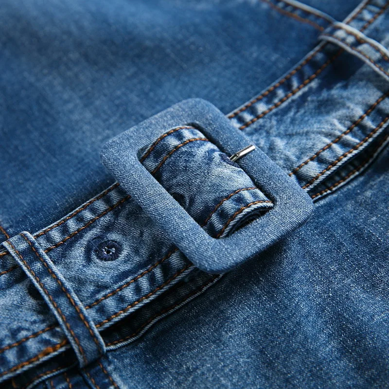 Джинсовое платье для женщин с высоким воротником и длинным рукавом джинсовое