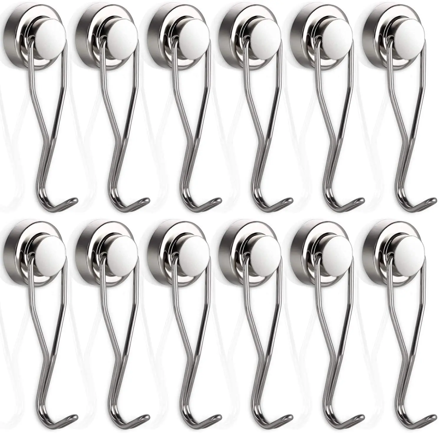 

12pack Swivel Swing Magnetic Hook New Upgraded, 30LB Refrigerator Magnetic Hooks ,Strong Neodymium Magnet Hook, Perfect