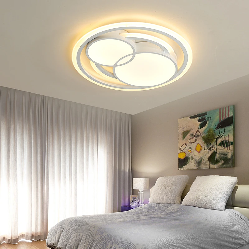 Круглая современная светодиодная Люстра для гостиной, спальни, studyroom light, домашний деко, белый Утюг+ акриловые светодиодные люстры, потолочные светильники