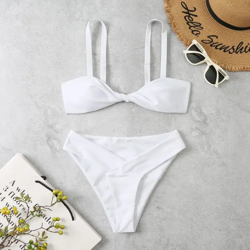 Новинка 2022 однотонный купальник с эффектом пуш-ап женский сексуальный низкой