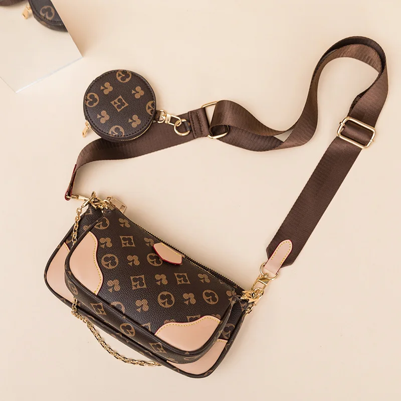 

women's bag 2021 Ladies Shoulder Bag New European and American Hit Color Casual Wide Shoulder Strap Messenger Chain Small Bag