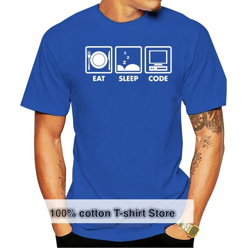 

Eat Sleep Code-забавный подарок для программирующего кодера Мужская футболка с принтом Летняя мужская футболка Летняя Стильная мужская футболка