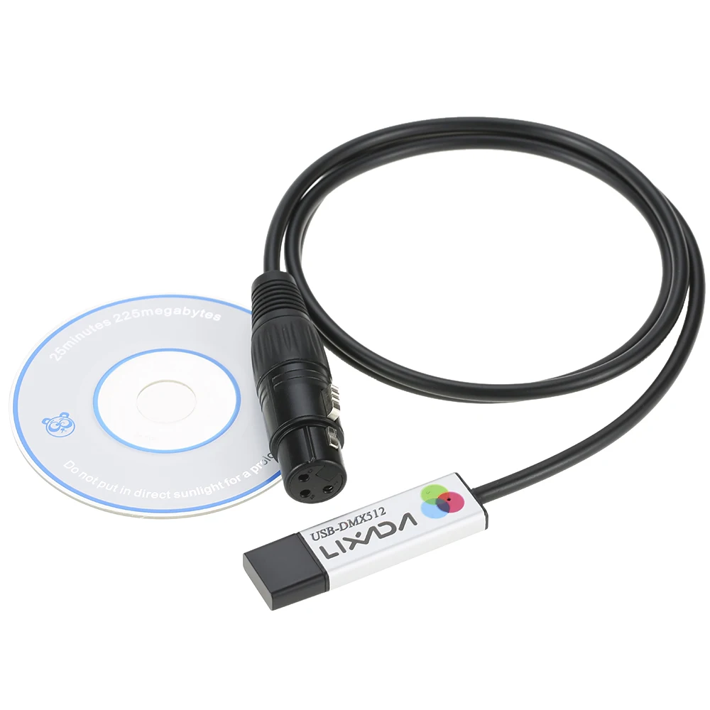 Lixada USB для DMX Интерфейс адаптер кабель 106 см Длина сценический светильник ПК DMX512