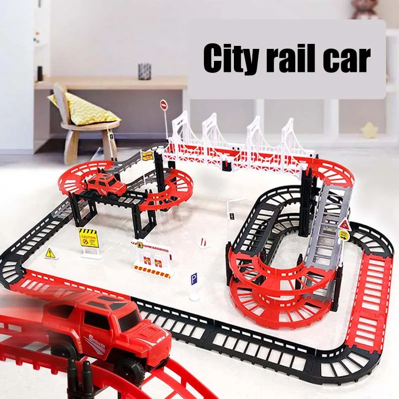 Электрический гоночный вагон многоуровневый Расширенный трек железная дорога