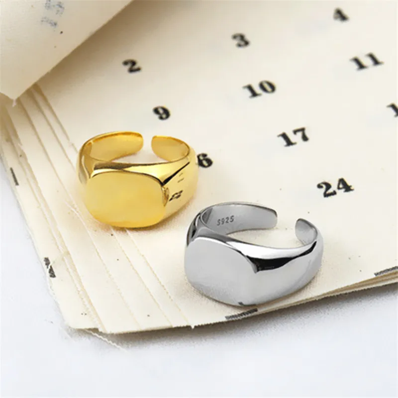 

925 Стерлинговое Серебро геометрической формы кольцо для женщин и девочек ручной работы Романтический Регулируемый Размеры, ювелирное изде...