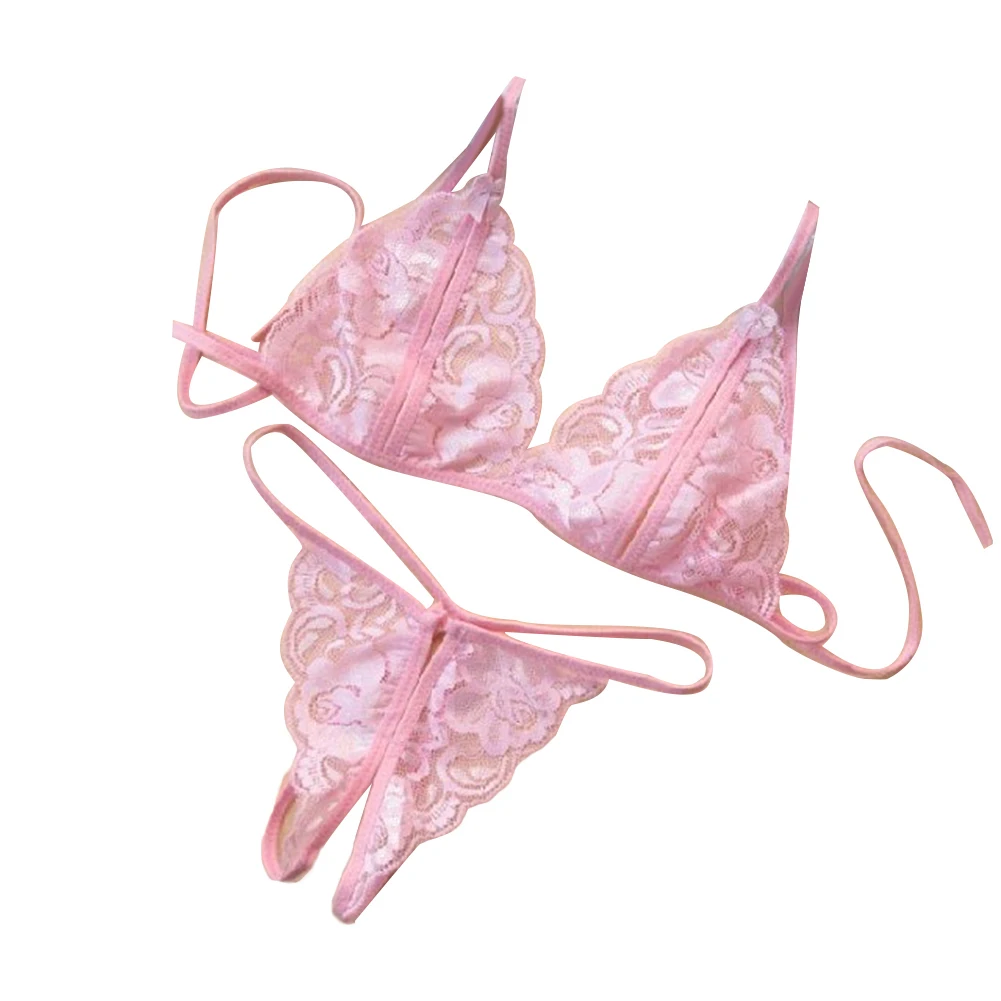 Комплект нижнего белья женский кружевной эротический прозрачный бюстгальтер с