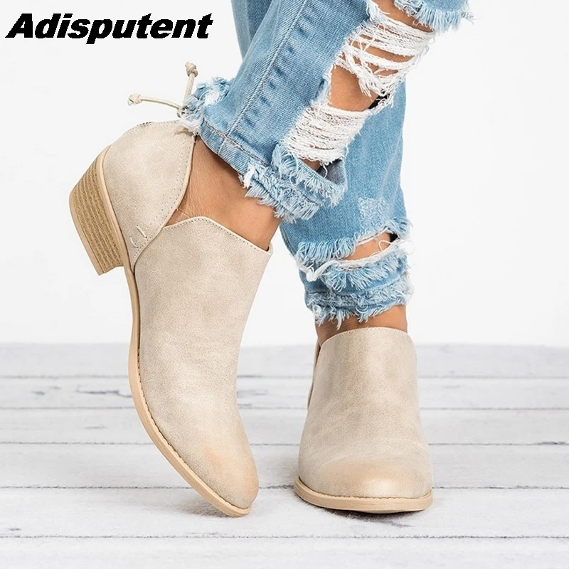 Women Shoes Retro Suede Mid Heel Ankle Boots 2020 Chic Summer Female Block Heels Casual Botas Mujer Booties Feminina | Обувь