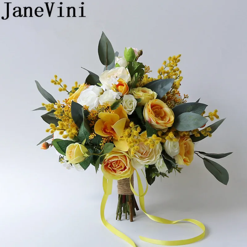 

Букет из шелковых цветов jaevini для невесты, Искусственный Свадебный букет из цветов на открытом воздухе, розовые букеты с листьями