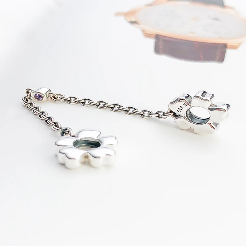 

Цепочка Из серебра 100% пробы с подвесками в виде цветка для браслета Pandora