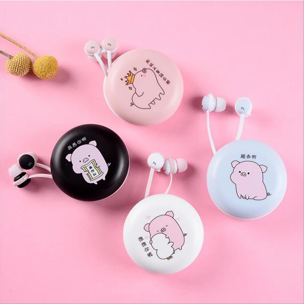 Cartoon cute in-ear earphones portable storage box packaging wire control can call student youth boutique music earplug earphone |