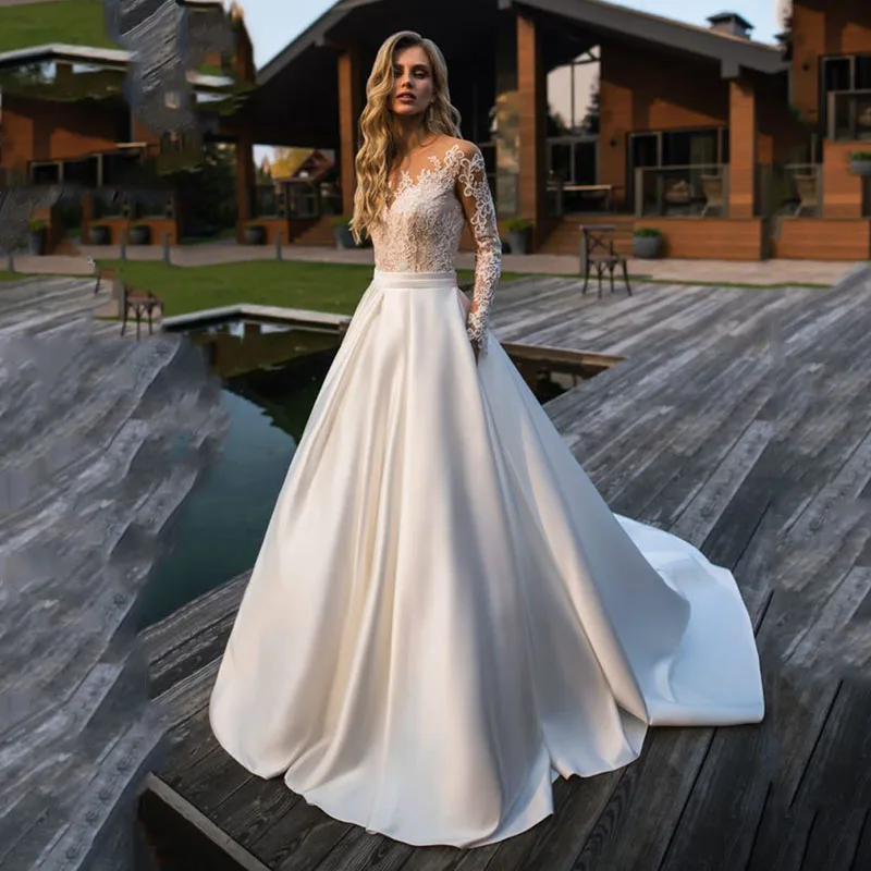 LORIE свадебное платье 2019 с длинными рукавами пляжное женское кружевное