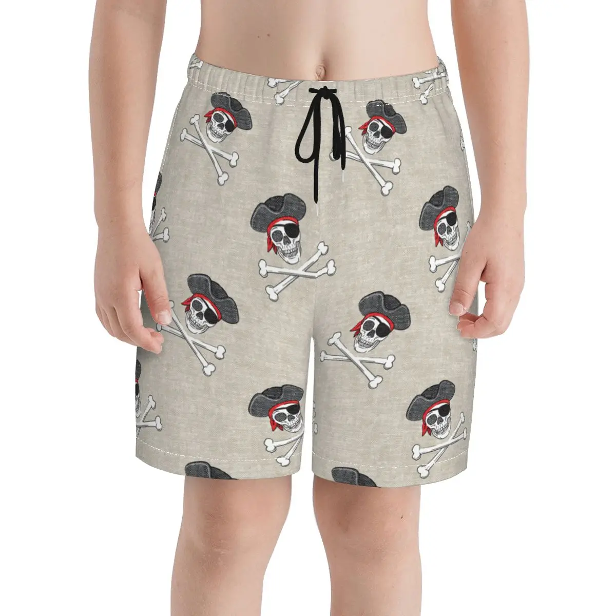 Пляжные штаны для подростков с 3D-принтом пиратского черепа быстросохнущие шорты