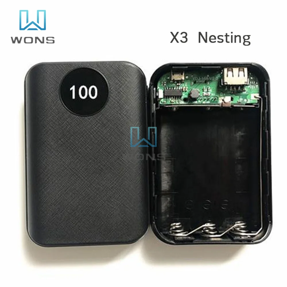 Портативный внешний аккумулятор с 2 USB-портами 3x18650 дюйма |