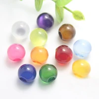 100 pcs cheongsam pearlescent 10 mm small buttons resin imitation jade partial holes round beads loose buttons colorful shirt